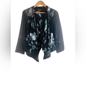 Citron Santa Monica Rayon Blend Open Front Floral Cardigan Size Medium